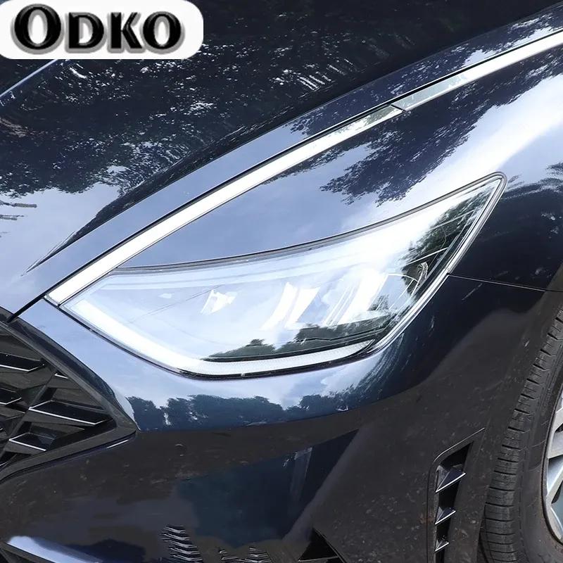 2Pcs Headlights Film Blackened Protective TPU Transparent Membrane Car Sticker For Hyundai Sonata DN8 10th Accessories