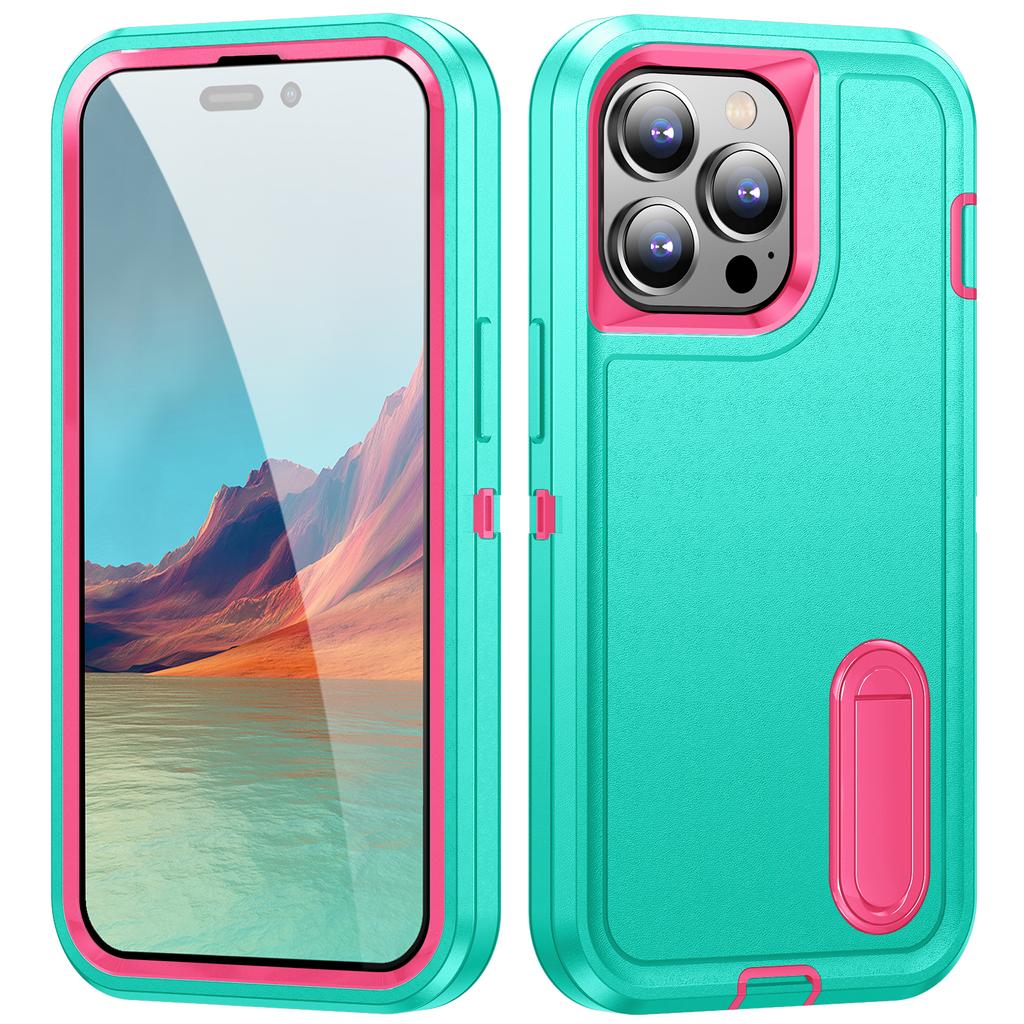 Case for iPhone 15 14 13 Mini 12 11 Pro Max XS XR 8 7 Plus Heavy Duty Shockproof Anti-Scratch Protective Kickstand Phone Case