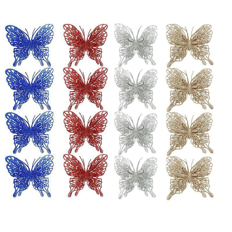 

5/10Pcs Butterfly Christmas Decoration Hanging Christmas Tree Ornament for Home Decor 2025 New Year Party Supplies Accessories 5Pcs