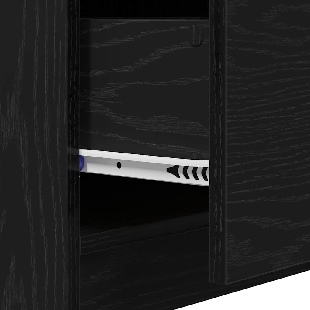 Bathroom Cabinet with Door Black Oak Effect 40 x 37 x 59 cm