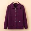 Elderly Knitted Cardigan Spring and Autumn Mother's Lapel Loose Top Middle-aged and Elderly Sweater Jacket New Cardigan