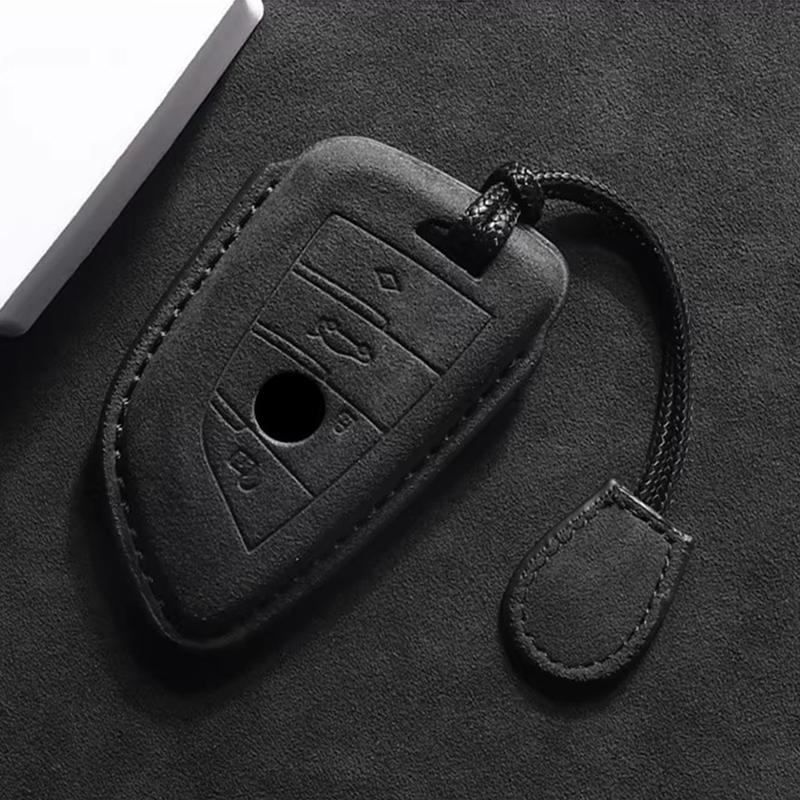 Suede Faux Leather Car Key Case Cover For BMW X1 X3 X5 X6 X7 1 3 5 6 7 Series G20 G30 G11 F15 F16 F20 G01 G02 Keychain Protector