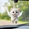 2D Car Pendant Hanging Ornament with Chain Realistic Animal Cat-Shaped Rearview Mirror Hanging Decor Car Interior Accessories