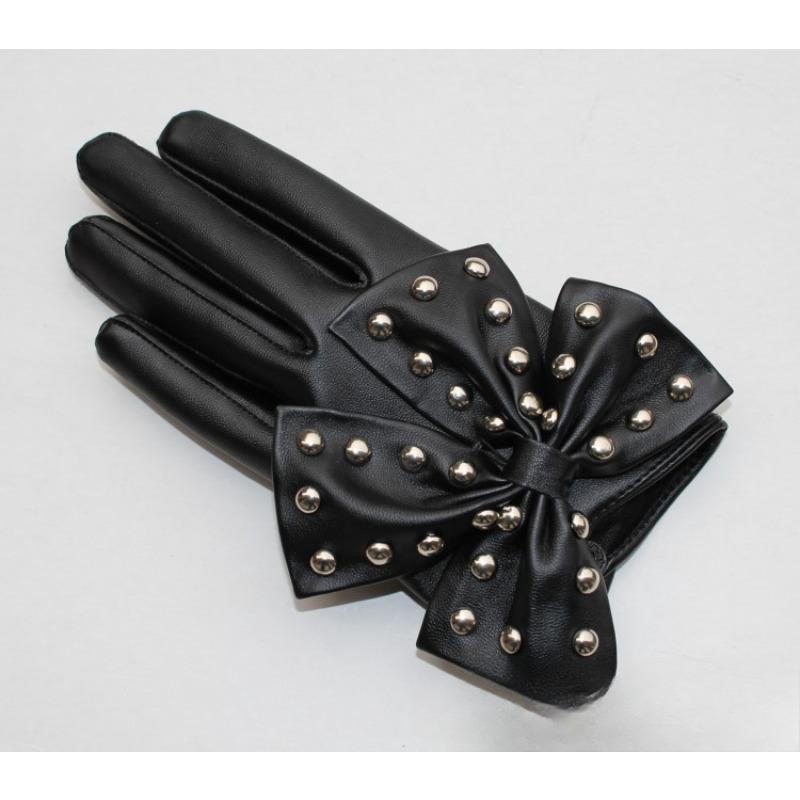 Women's Fashion Dance Gloves Imitation Leather PU Leather Driving Cute Rivets Multicolor Colorful Bow Nightclub Gloves