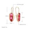 New Long Oval Red Natural Zircon Drop Earrings Fashion  Rose Gold Color Women Hollow Flower Earrings Vintage Jewelry