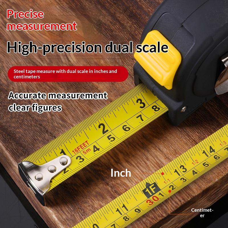 Precise Clear Steel Tape Measure Retractable 3M/5M/7.5M/10M Thickened Rubberized Woodworking Wear-Resistant Tool Tape Ruler