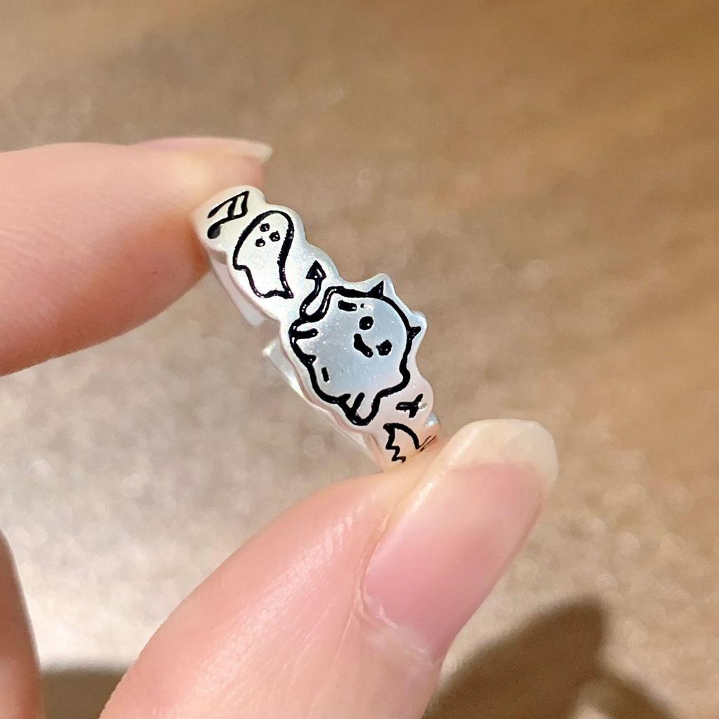 Graffiti Monster Cat Ring for Women – Unique INS Style Open Index Finger Design