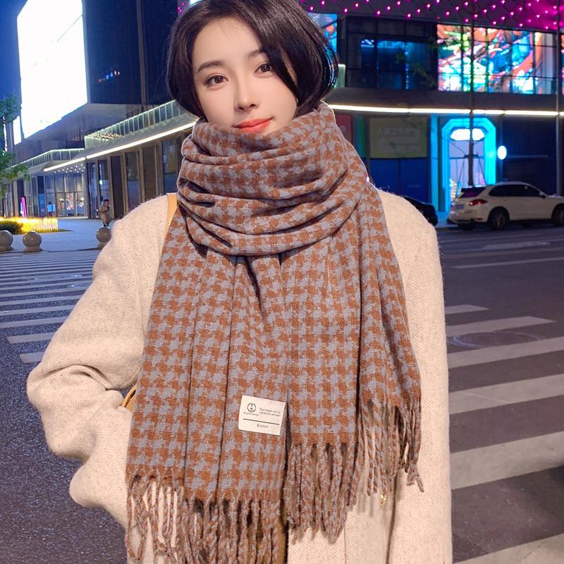 Autumn And Winter Plaid Scarf Thickened Imitation Cashmere Shawl Female Student Couple Warm Scarf