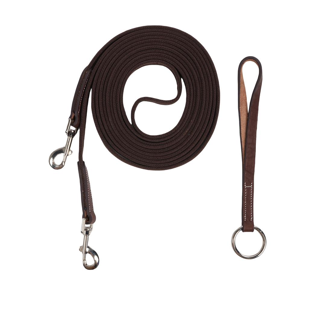 Horse Lunge Line with Rotating Snap Buckle Cowhide Webbing Comfortable Grip Long Horse Training Rope for Daily Training