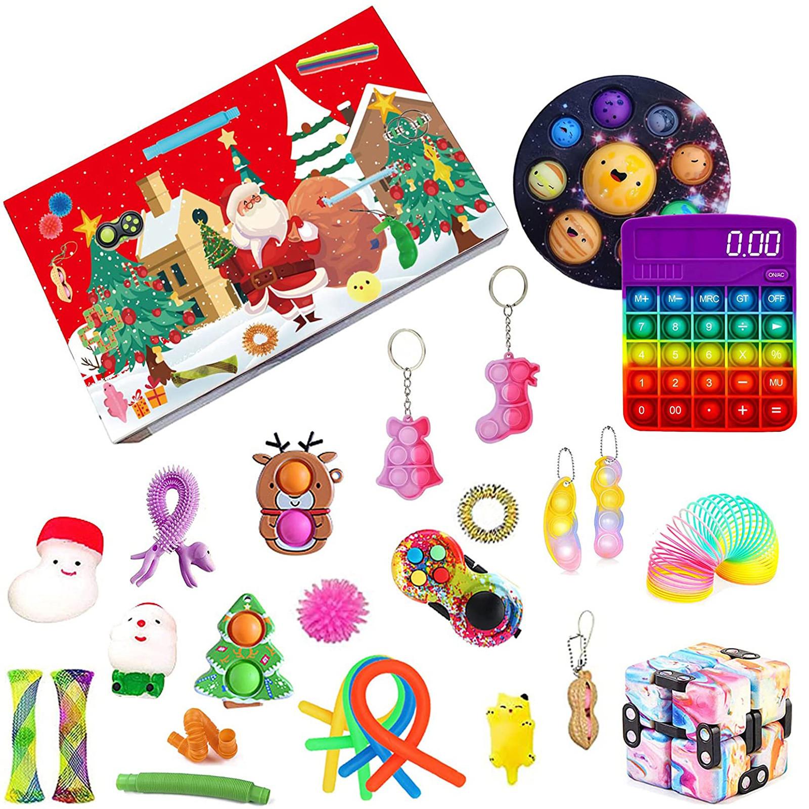 

Рождественский календарь обратного отсчета до Рождества 2021 года, набор игрушек для дома, школы, вечеринки, игры для родителей и детей 37*27*5 cm