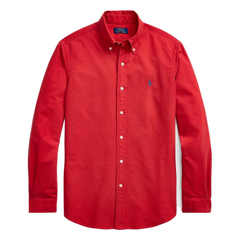 

Polo Ralph Lauren Однотонная рубашка Оксфорд с длинным рукавом и вышивкой маленького пони Мужские рубашки Кирпично-красный 710805564-062 S