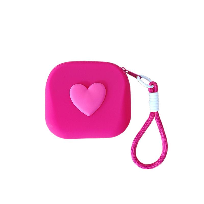 Love Heart Storage Bag Silicone Coin Purse Wallet With Weaving Lanyard Portable Data Cable Earphone Organizer Key Pouch