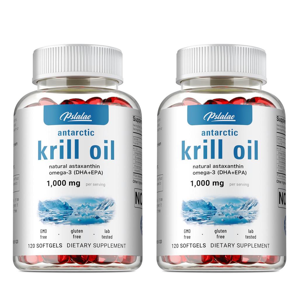 Antarctic Krill Oil Soft Capsules, 1000mg, Containing Omega-3, EPA, DHA, Phospholipids, and Astaxanthin; Suitable for Both Men and Women.