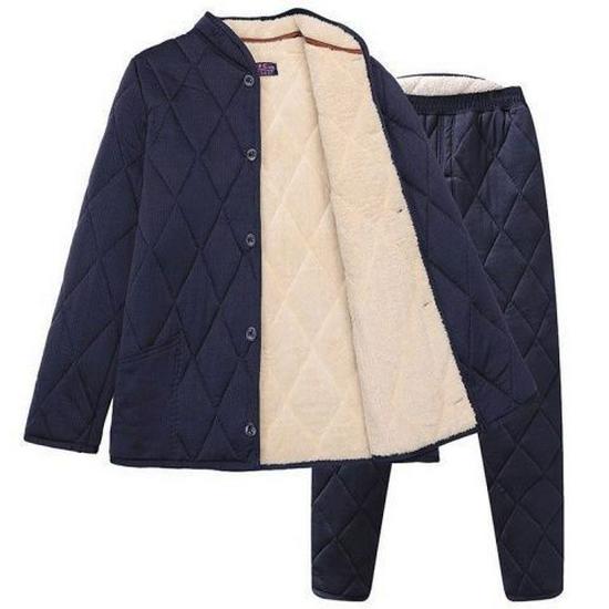 Men's Thickened Cotton Set with Camel Down Padding for Cold Protection: Plush Warm Autumn/Winter Dad's Clothing