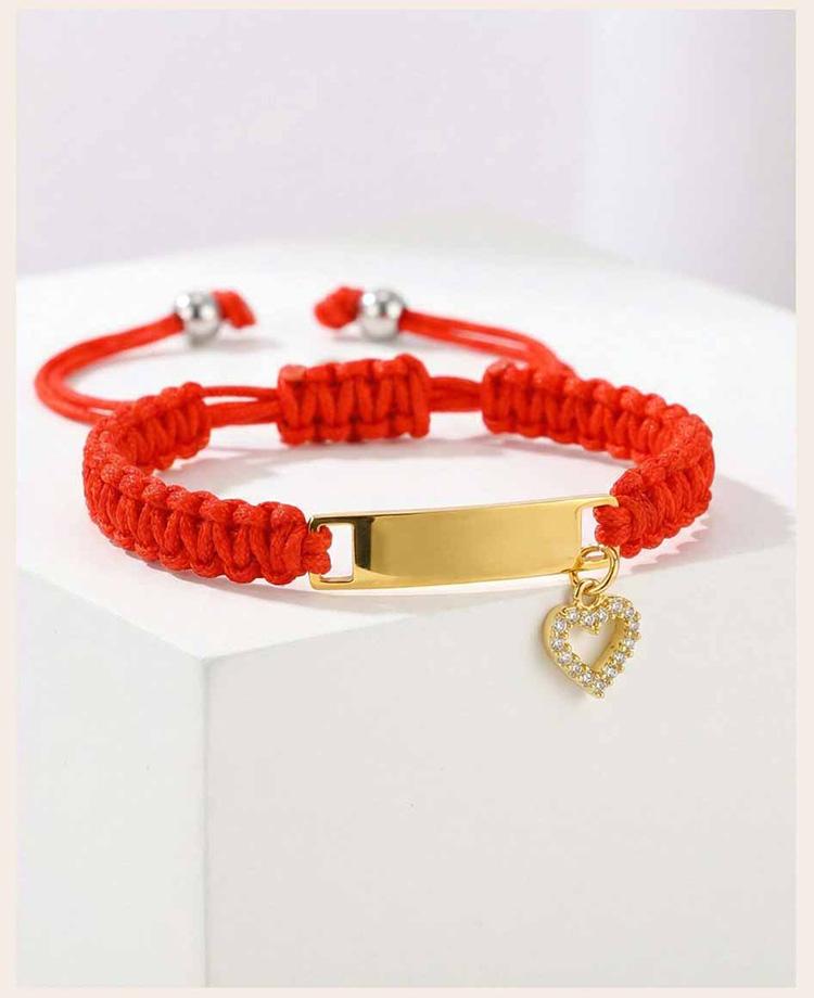 Custom Name Children's Bracelet, Stainless Steel Heart Charm, Adjustable Red Rope Chain, Personalized Kids Jewelry Gift for Baby
