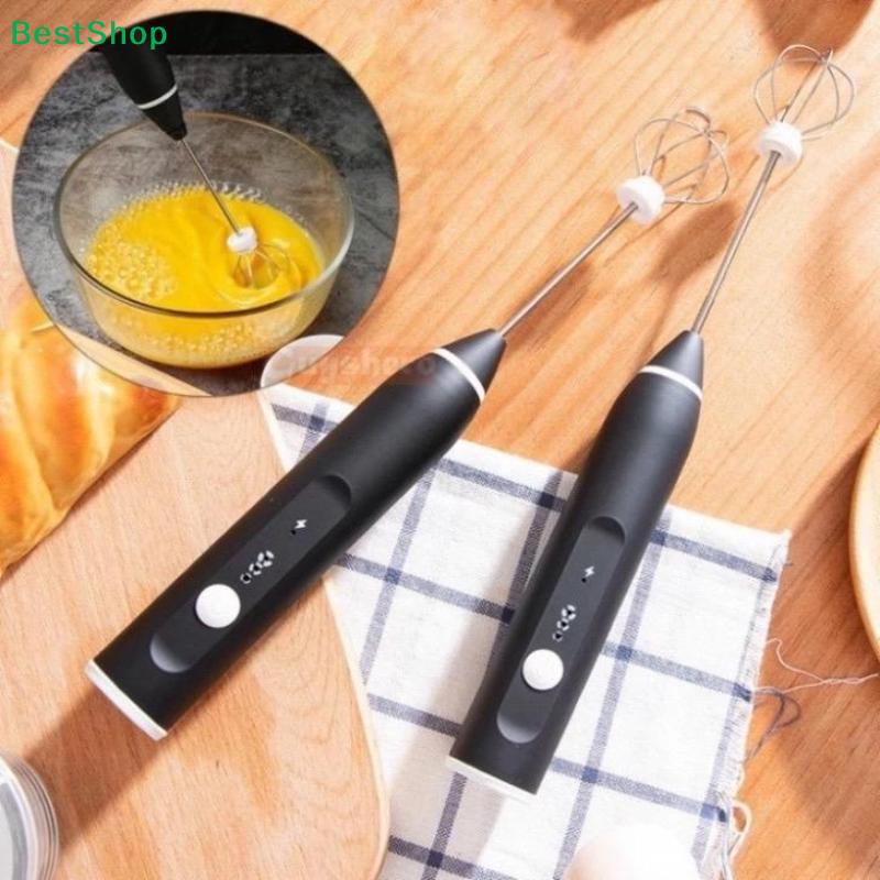 Wiederaufladbarer Hand-Elektro-Schneebesen 3 Geschwindigkeiten Edelstahl-Schneebesen für Hausbacken Kaffeeschaum Sahne Desserts