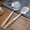 Wooden Handle Wok Spatula 304 Stainless steel spatula cooking Utensils spoon long handle Large Size turner Fried Steak Shovel