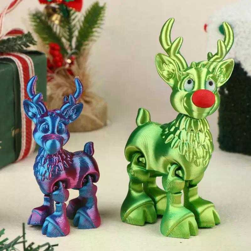 Niedlicher Weihnachtselch Gelenkig Bewegliche Figur Bürodekoration Kindergeschenk 3D Gedrucktes Spielzeug Simulierte Statue Ornamente