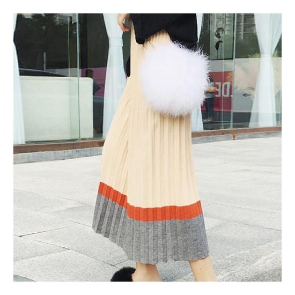 Navava Ns272 Color Block Pleated Knit Skirt