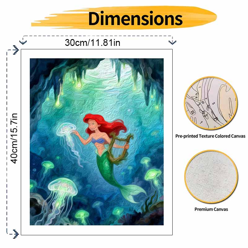 Disney Digital Oil Painting Diy Oil Painting Hand Painting Mermaid Underwater Art Living Room Bedroom Decoration Painting
