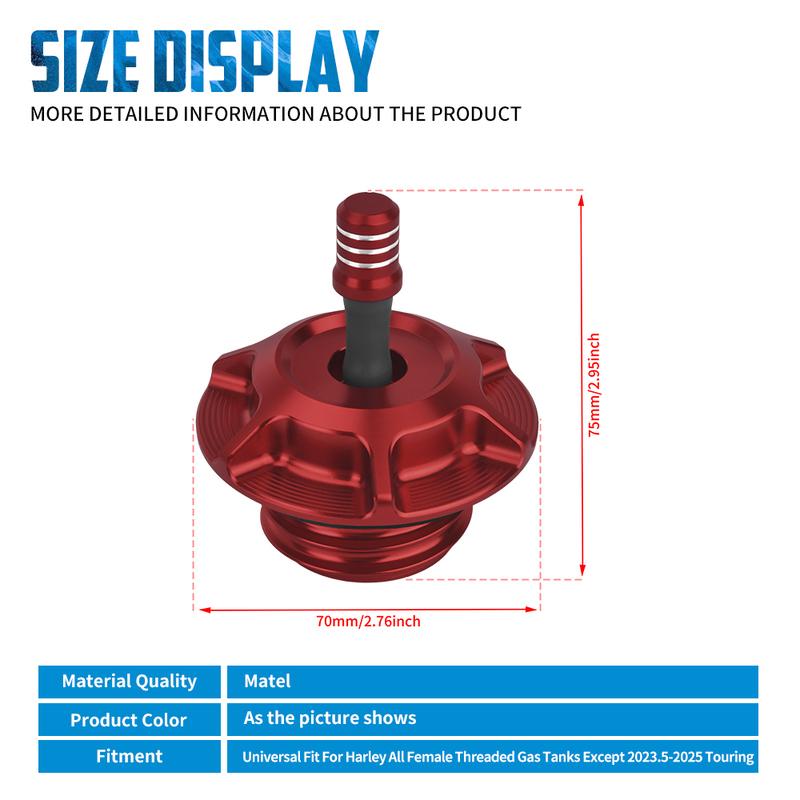Motorcycle Tank Gas Cap Aluminum Oil Fuel Tanks Cover Universal For Harley All Female Threaded Model Except Touring 2023.5-2025