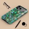 Green Stained Glass Leaf Phone Case Leaves  Plants Mosaic Phone Cover Fit for iPhone 17 Air 16 15 14 13 12 Pro Max Plus 2 In 1