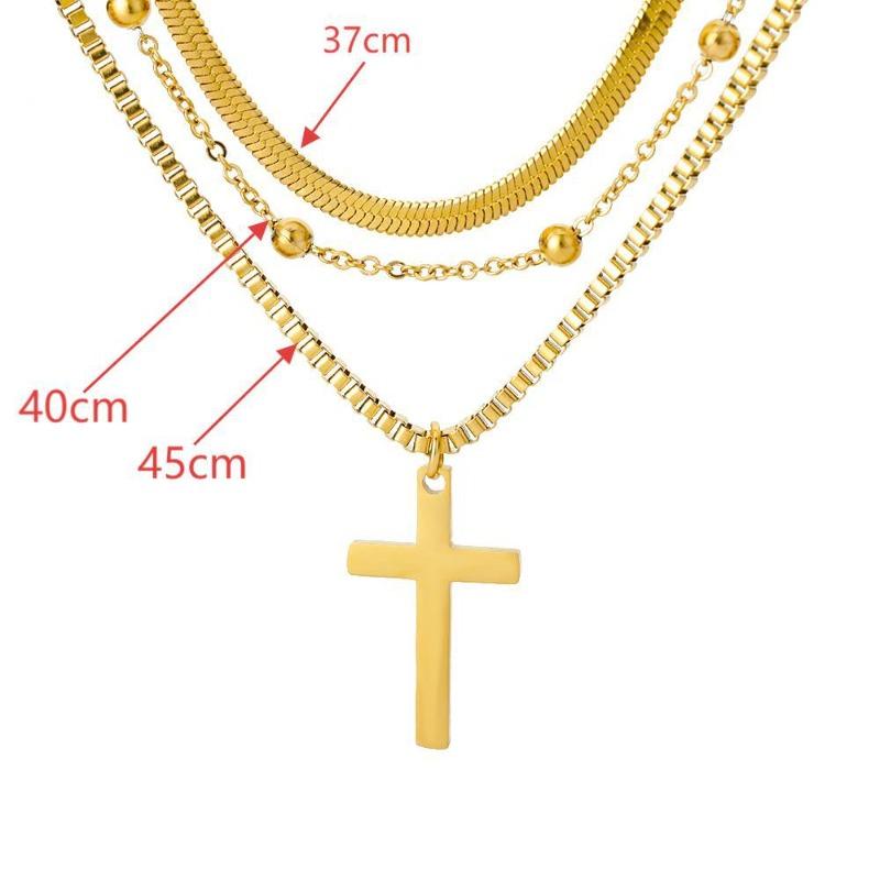 Multi-layer stacked chain women's titanium steel cross necklace women's neck chain fashion temperament personality versatile jewelry collarbone chain