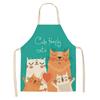1Pcs Apron Cotton Linen Cooking Cute Cat Printed Home Sleeveless Aprons Men Women Baking Accessories Household Kitchen Supplies