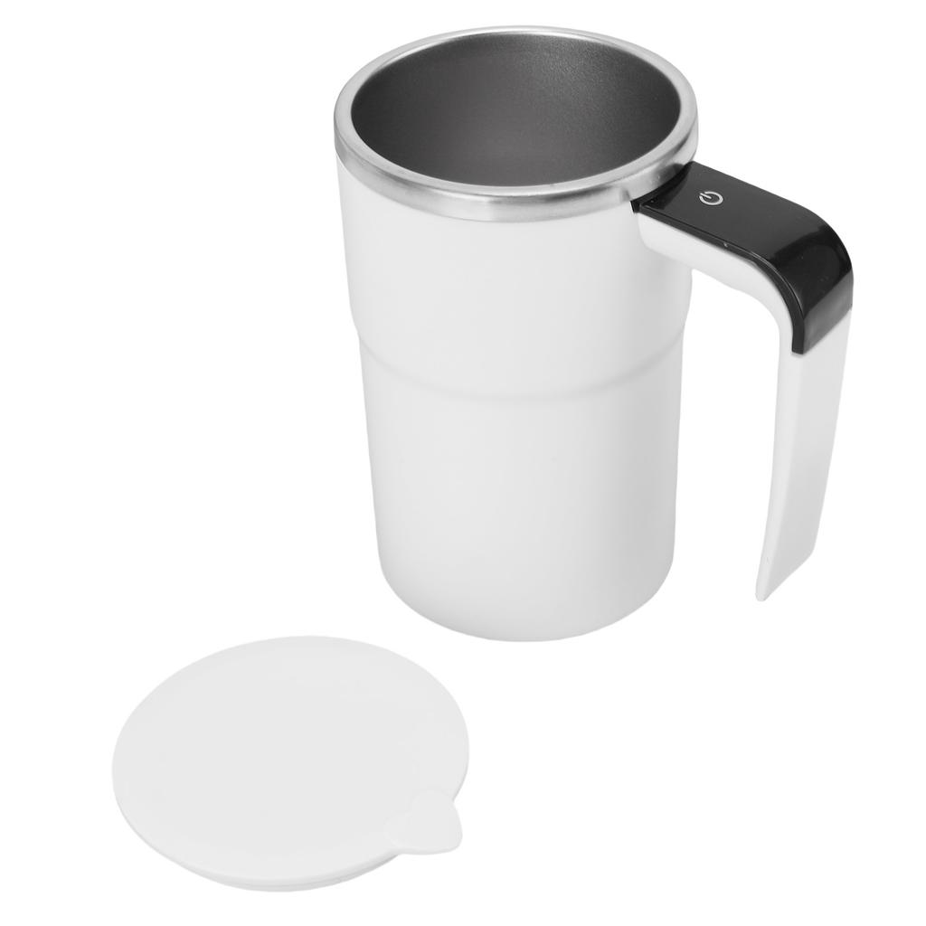 Automatischer Rührbecher 13oz Wiederaufladbar Intelligente Temperaturmessung Magnetischer Selbstmischbecher für Kaffee Weiß
