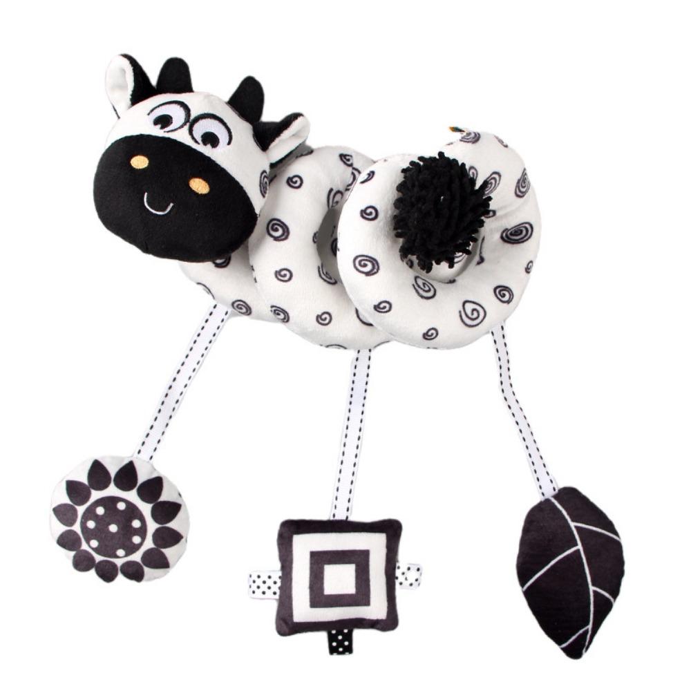 

Cow Baby Wind Chime Toy with Strap Infant Comfort Bed Bell Soft Plush Stuffed Sensory Toy 0 Months Style 1