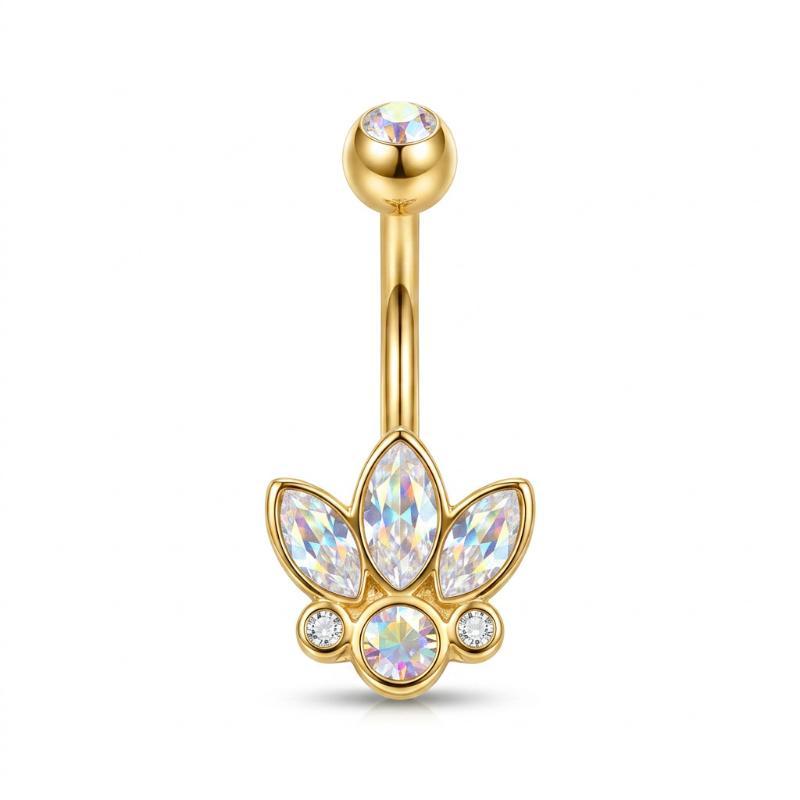 Dainty Zircon Pendant Belly Button Ring for Women Shiny Crystal Star Navel Jewelry Rust-proof for Beach Vacation
