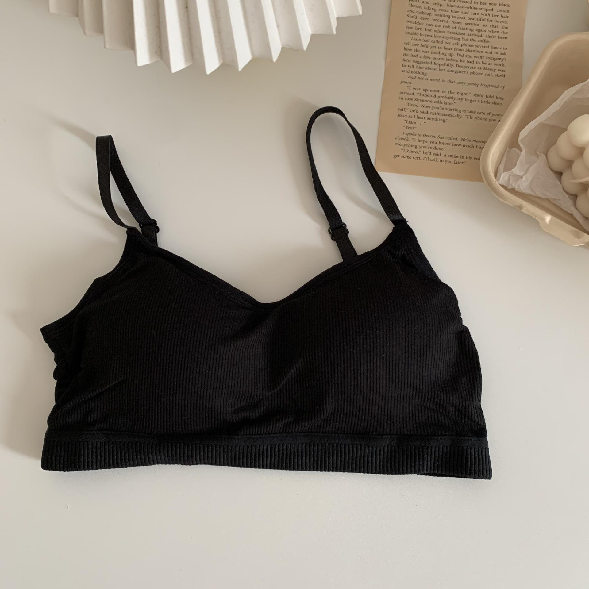 

Бюстгальтер із чистої бавовни з регульованими ремінцями і застібкою One size чорний