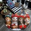 Christmas Kittens Round Area Rug,Carpet Rug for Living Room Bedroom Sofa Playroom Decor,Non-slip Floor Mat