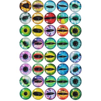 TEHAUX Doll Eyes, 50-Piece Set, 12mm Diameter, Glass Eye Patterns for Cat, Dinosaur, and Animal Eyes, Handmade Accessory Parts, DIY Decorations, Doll