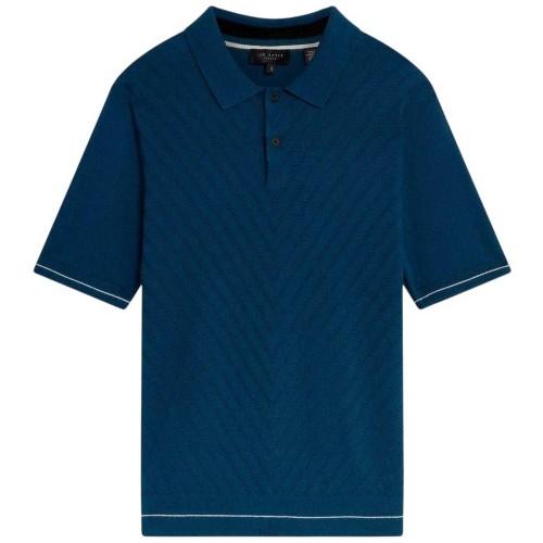 Ted Baker Mens Chevron Knitted Short-Sleeved Polo Shirt