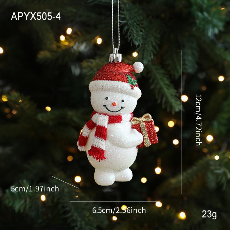 Christmas Pendant Red White Cartoon Plastic Christmas Tree Pendant DIY Vertical Pendant Family Christmas Atmosphere Decoration