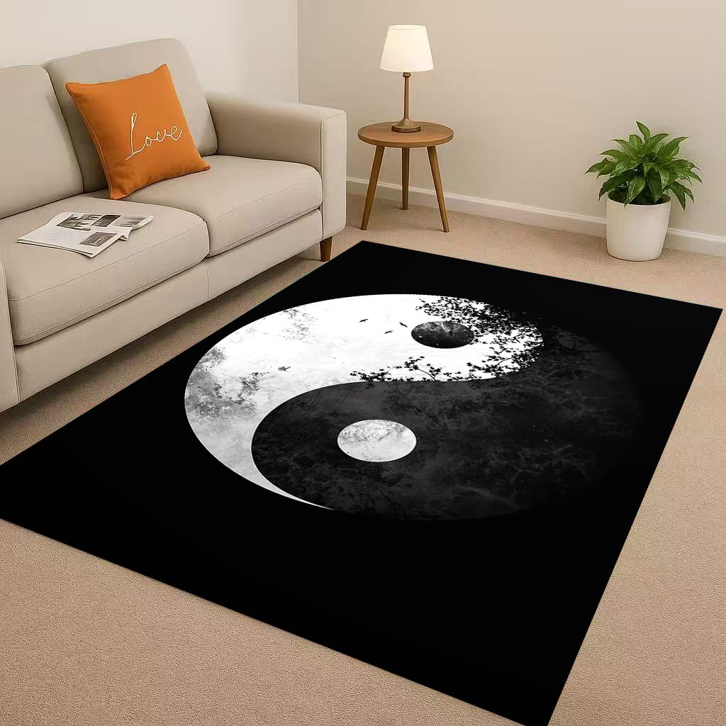 New Yin Yang Chinese Tai Chi Natural Balance Art Living Room Non-Slip Area Rug Soft Carpet for Bedroom Sofa,Home Decor Doormat