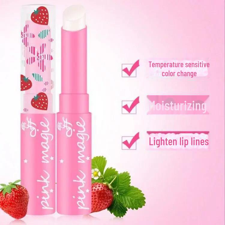 

Помада Hengfang Strawberry, меняющая цвет: Увлажняющий, активируется при температуре, тысячи оттенков, подходит для студентов из Таиланда. Little Strawberry Color Changing Lip Balm