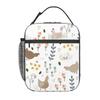 Chic Chick And Floral Pattern Insulated Lunch Bag for Women Children Portable Food Boxes Thermal Lunch Box Tote