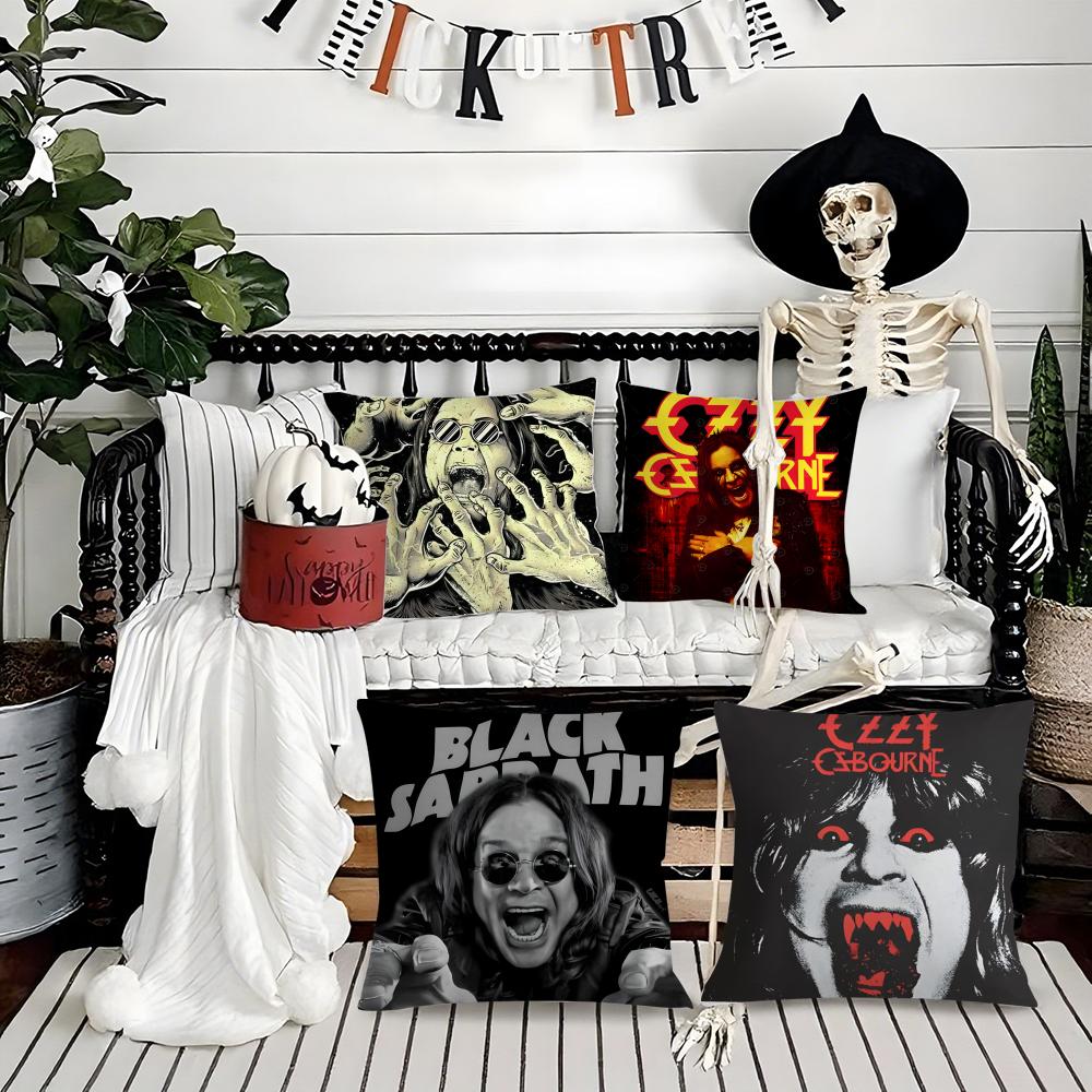 Cool O-ozzy O-osbourne Pillow Case Silky Short Plush with Invisible Zipper Dustproof Sofa Cushion Cover for Home Decor