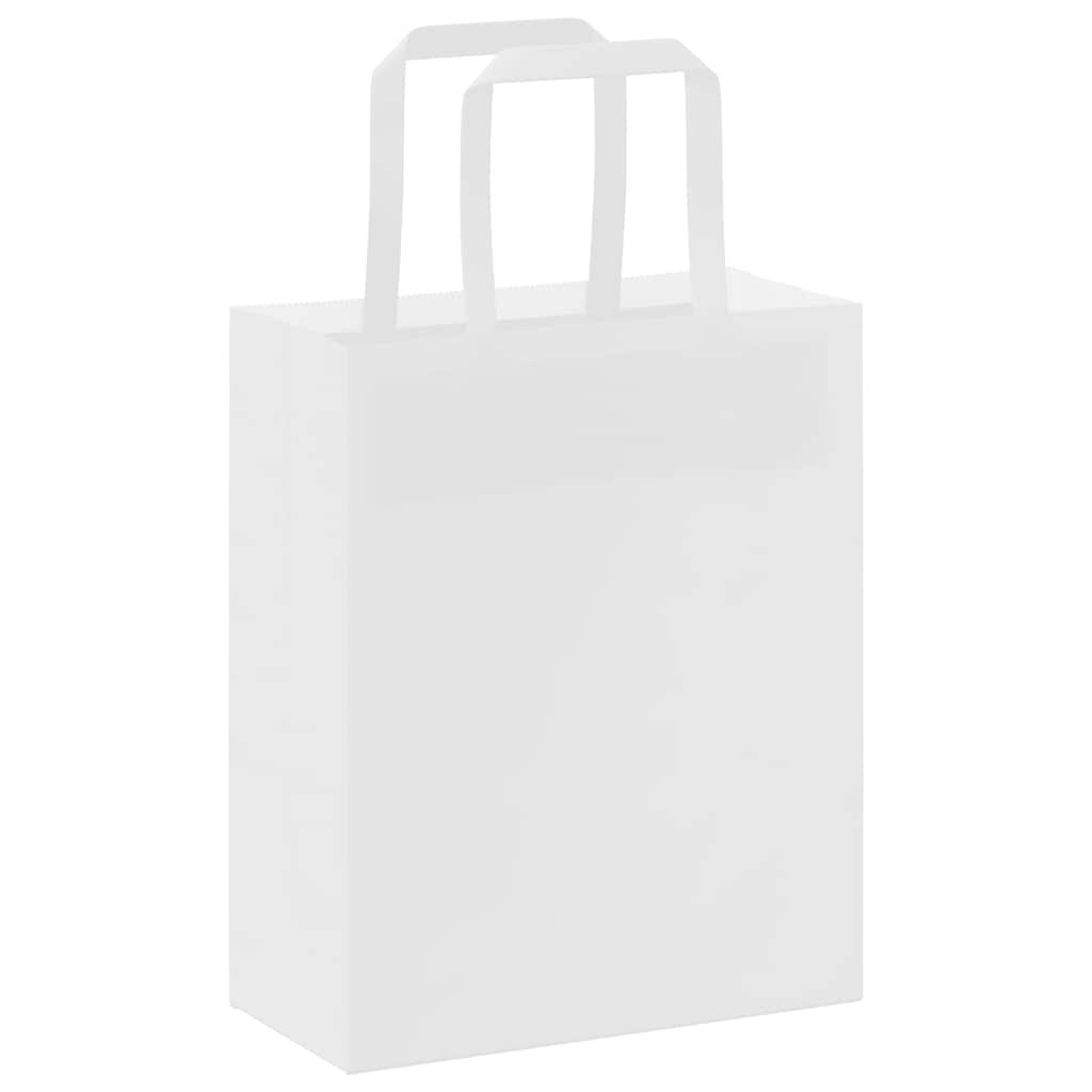 Paper Carrier Bags 250 Pcs with Handles White 18 X 8 X 22 Cm