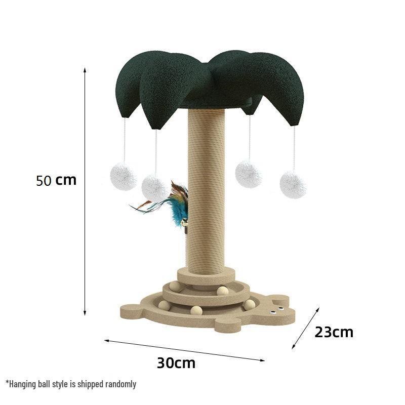 Sisal Cat Scratching Post & Tree with Elevated Board and Solid Wood Base
