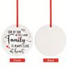 Family Gift Ornament Side By Side or Miles Apart Family Is Always Close At Heart Ceramic Round Design Fade-resistant Hanging Pendant