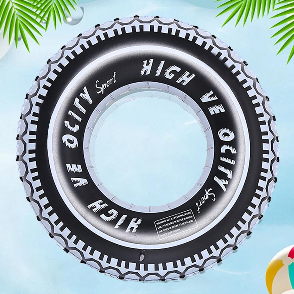 2Pcs Tire Pattern Pool Floating Rings Leakproof Inflatable Swim Ring Blow Up Swim Tube Swimming Rings Floaties for Kids Adults