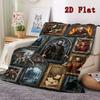 Vampire Portraits Symbols 2D Flat Pattern Flannel Blanket, High Quality All Seasons, Home Decor, Warmth and Comfort, Perfect for Christmas Gifts.