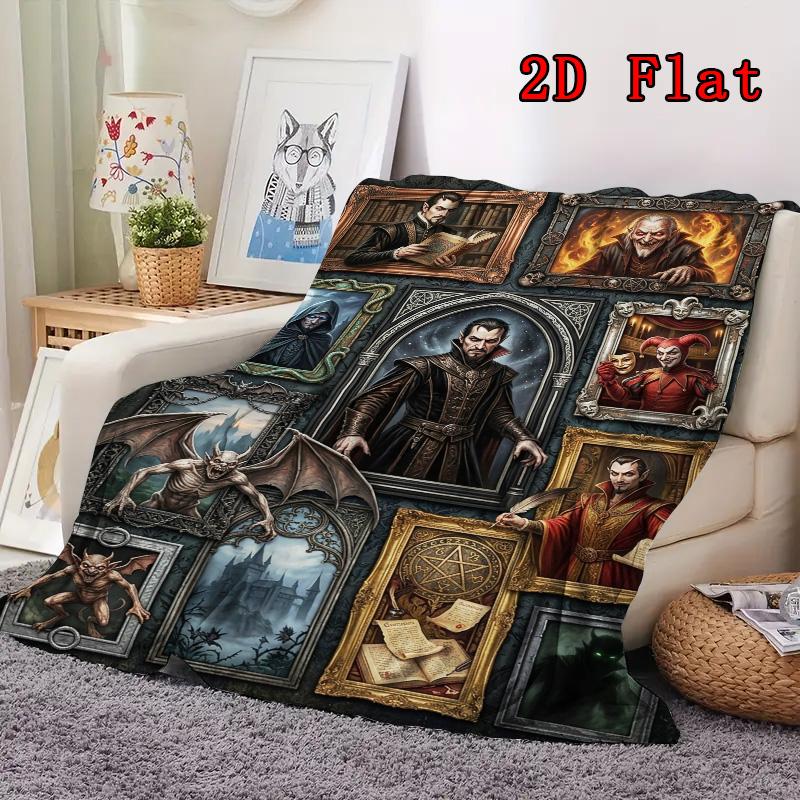 Vampire Portraits Symbols 2D Flat Pattern Flannel Blanket, High Quality All Seasons, Home Decor, Warmth and Comfort, Perfect for Christmas Gifts.
