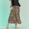 MAXZA Leopard Pattern Creasing Pleated Long Skirt