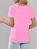 T-shirt da donna con scollo a V a maniche corte, vestibilità larga, top casual estivo