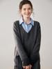 V-Neck Cashmere Double-Strand Thick Knit Loose Fit Sweater for Women