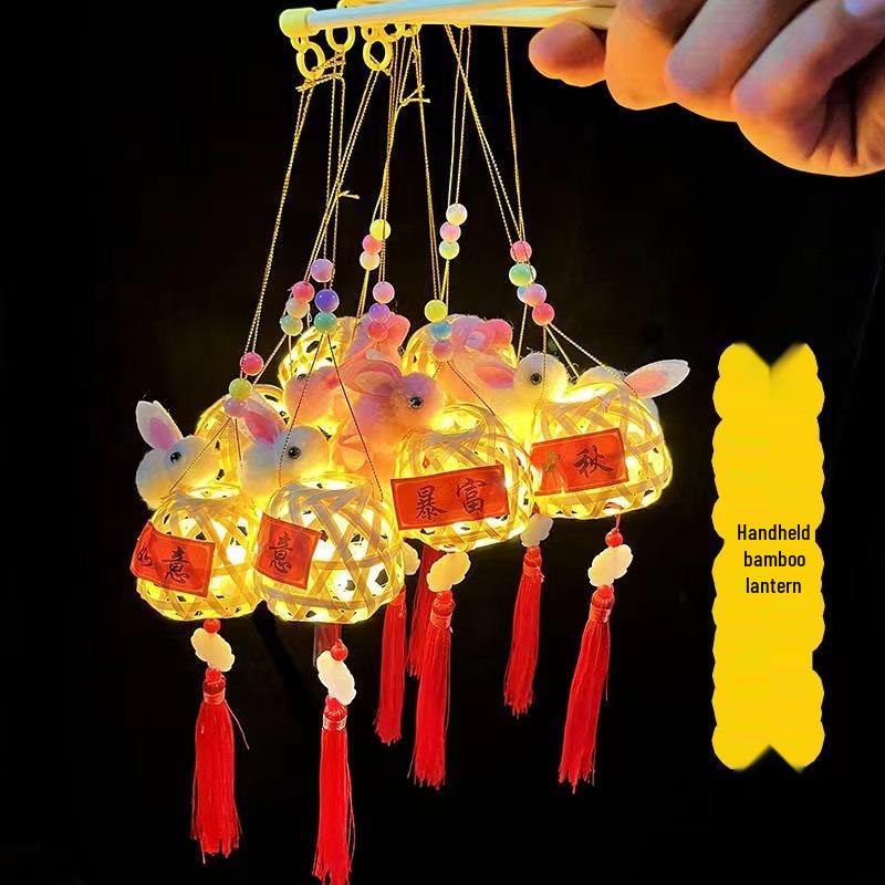 Ancient Style Rabbit Lantern: Bamboo Weaving Luminous Toy for Mid-Autumn & New Year